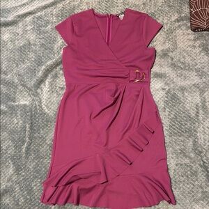 VENUS Fuchsia Asymmetrical Dress with Buckle